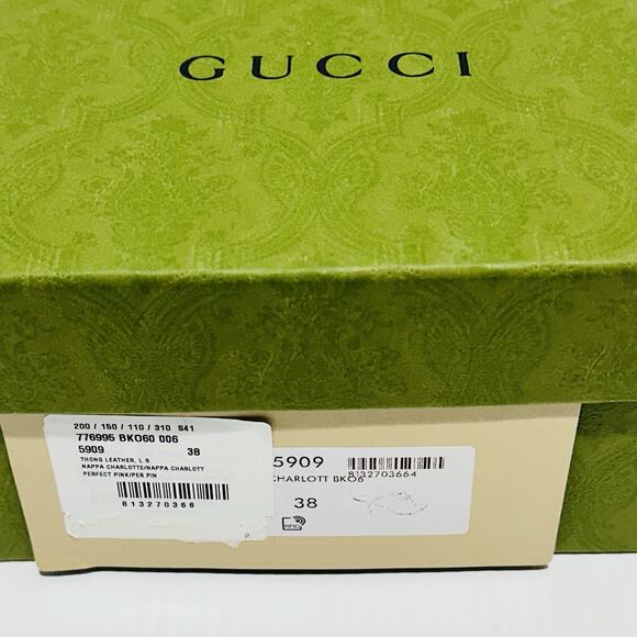 Gucci Marmont Double G 38/ US 8 Thong Pink Chevron Kitten Heel Sandals NIB - Picture 13 of 14